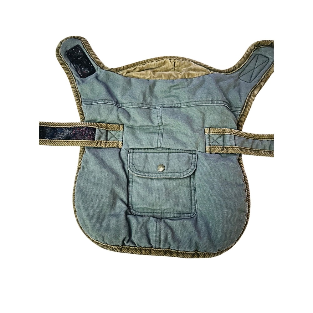 LL Bean Dog Field Coat Small Jacket Green Canvas Flannel‎ Lined Item 245603